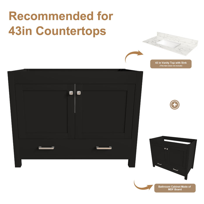 Bathroom Vanity With Soft Close Cabinet, Single Drawer, Sink Not Included - Black