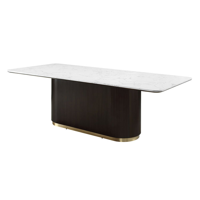Clayten - Dining Table With Marble Top - White / Espresso
