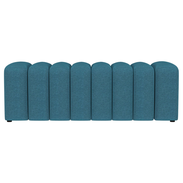 Summer Fabric Upholstered Tufted Accent Bench Peacock Blue