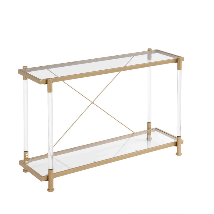 43.31'' Golden Glass Sofa Table, Acrylic Side Table, Console Table For Living Roome & Bedroom