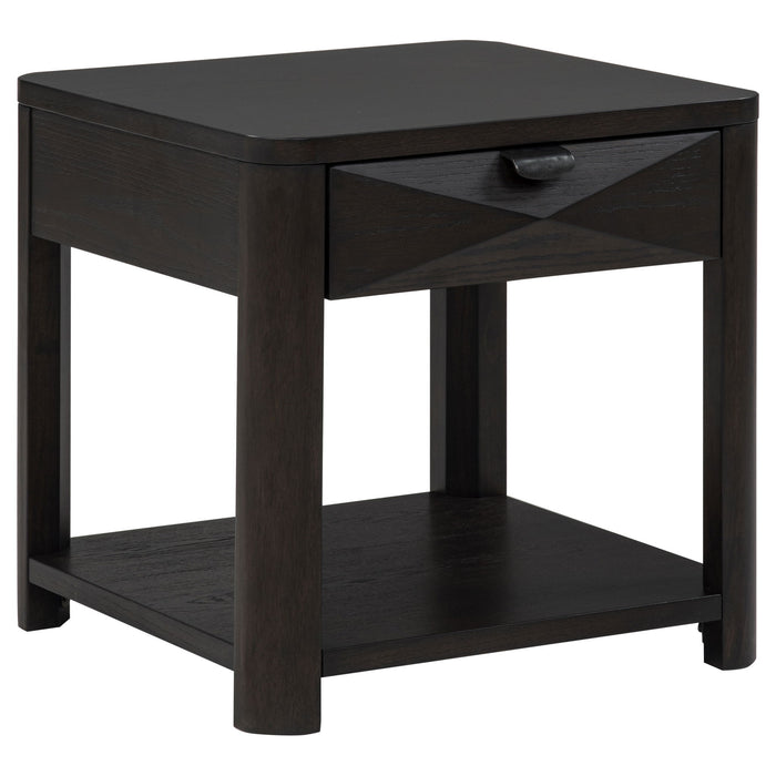 Marcelo Wood End Table with Drawer and Shelf Coffee