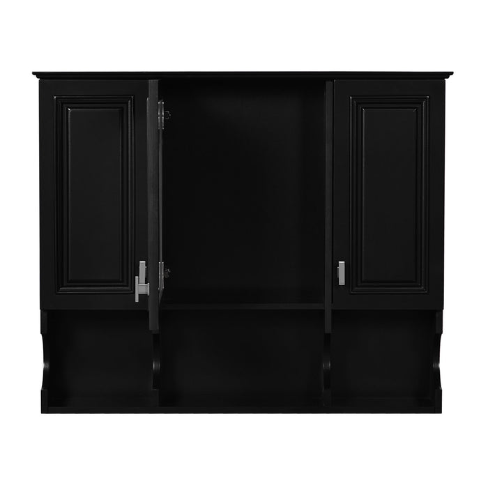 Wall Mounted Bathroom Medicine Wall Cabinet With Mirror & Open Shelves