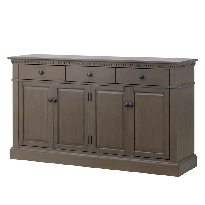Trexm Retro Style Sideboard With Extra Large Storage Space With Three Drawers And Two Compartments For Living Room And Dining Room (Taupe)