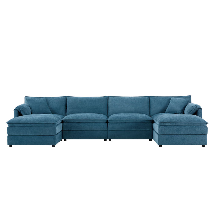 Modular Sectional With Deep And Wide Seat, Cloud Couch Set With Double Cushions Sofa With Movable Ottoman