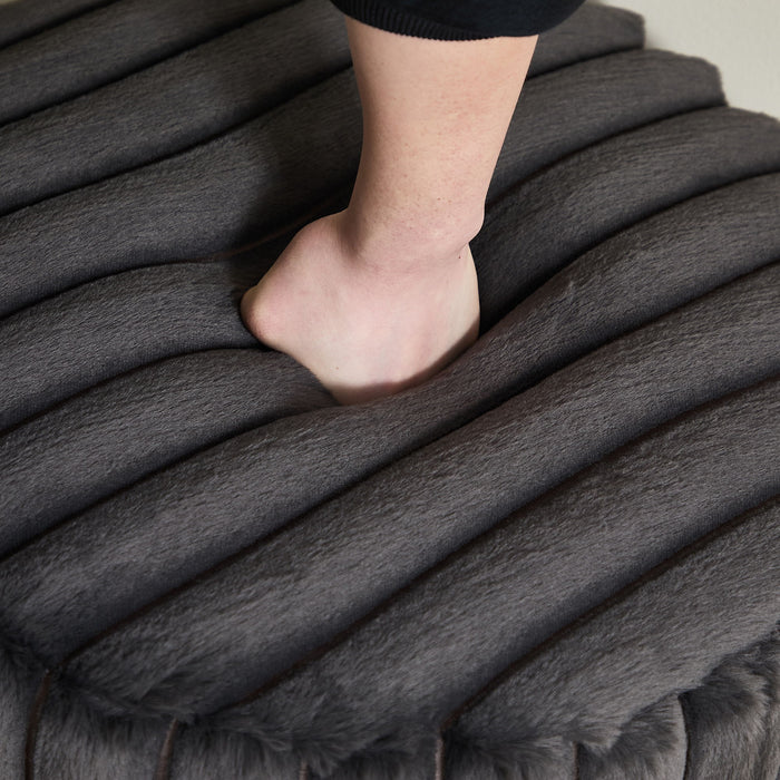 Wide Upholstered Round Pouf Ottoman Foot Rest