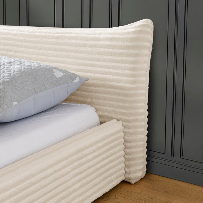 Modern Upholstered Bed Frame With Curved Headboard