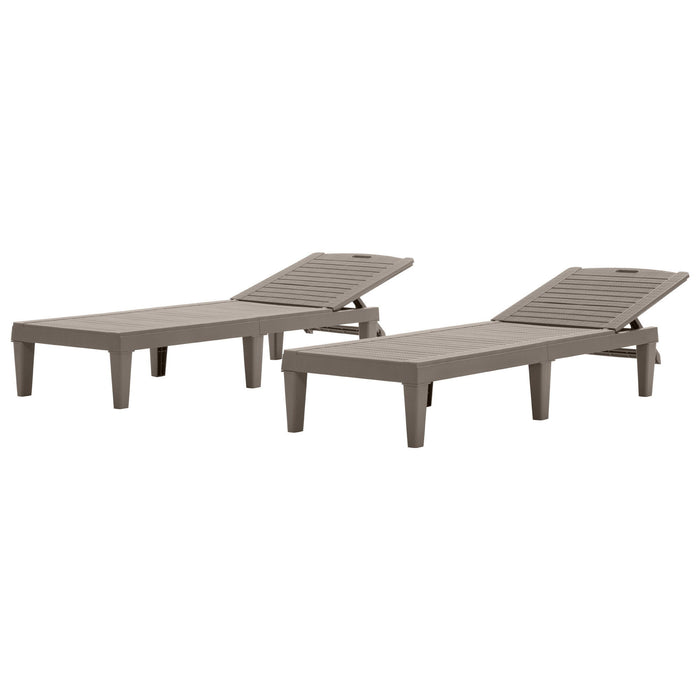 2 Piece Outdoor Chaise Lounges With Adjustable Backrest