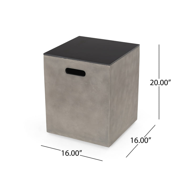 Modern Design Mgo Tank Holder Side Table With Ceramic Top - Black / Gray