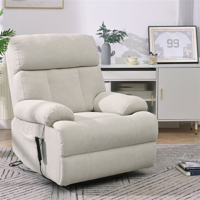 Oversized Power Lift Recliner Chai With Remote Control, Side Pocket, Spacious Seat