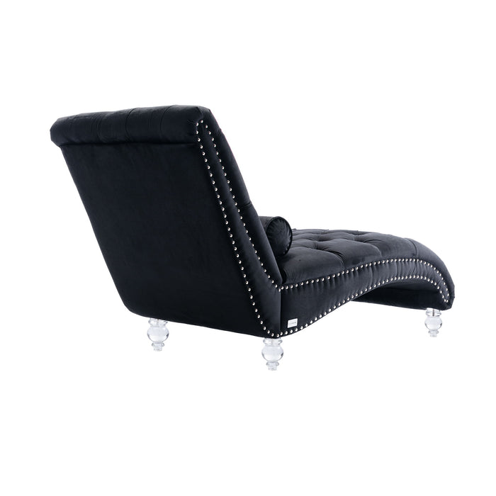 Velvet Chaise Lounge Indoor, Button Tufted Upholstered Chaise Lounge Chair With Pillow
