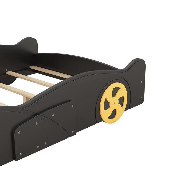 Race Car Shaped Platform Bed With Wheels And Storage