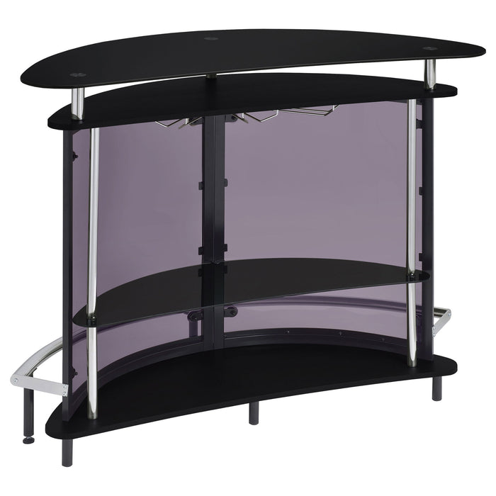 Strick & Bolton - Freestanding Glass Top Home Bar Wine Cabinet With Panels - Black