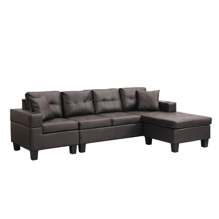 Modern Sectional Sofa Set With Chaise Lounge And Cup Holder