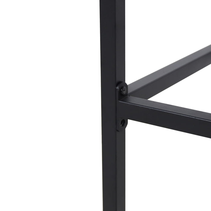 Outdoor Bar Stool With Slat Design And Metal Frame (Set of 2)