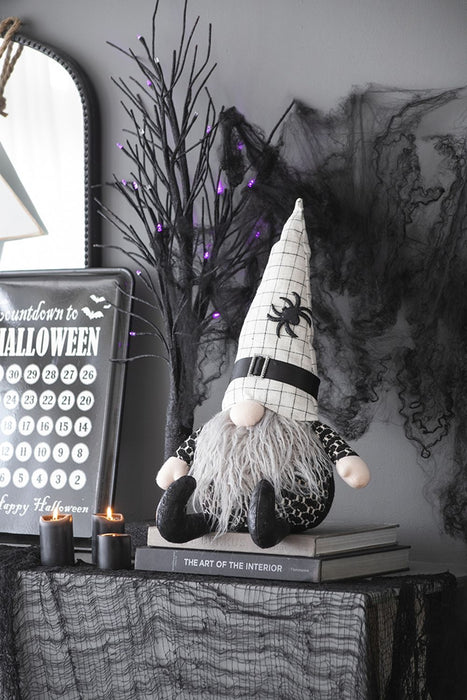 Sitting Gnome With Hat Spider, For Halloween Decor