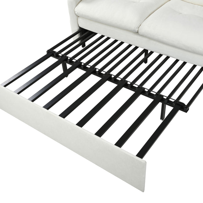 Convertible Pull Out Sofa Bed Queen Size, 3 In 1 With Side Storage