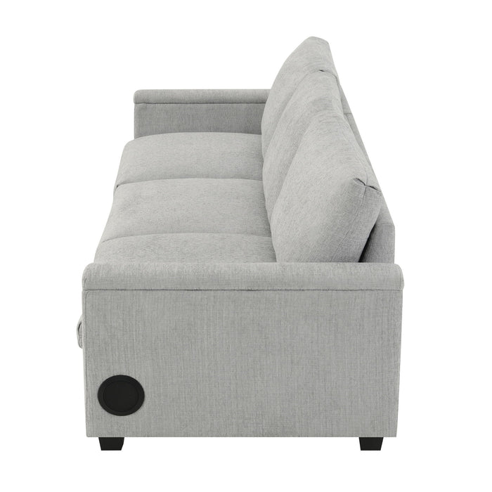 Sectional With Bluetooth Speaker Comfy Cloud Couch Set With Drop Down Table Cup Holders, USB Charger Storage Armrest Wide Seat Sofa