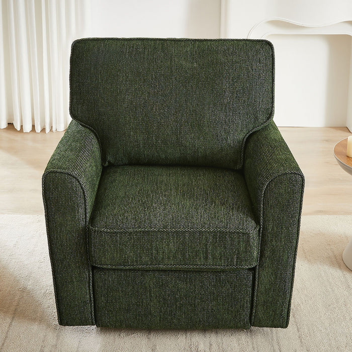 360° Swivel Accent Barrel Armchair With Side Pockets, Compact Design