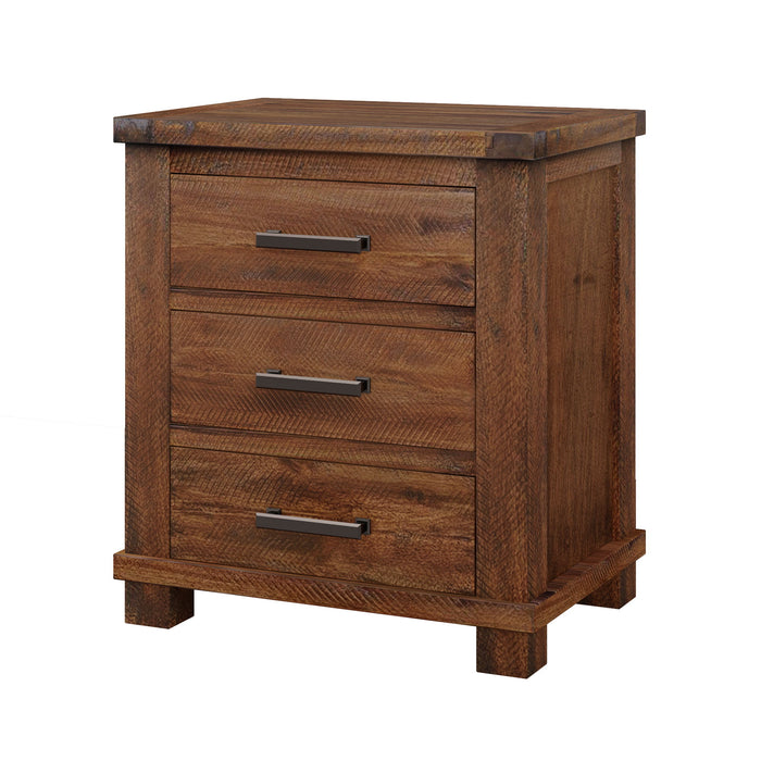 Rustic Farmhouse Nightstand (Set of 2) With 3 Drawers - Natural