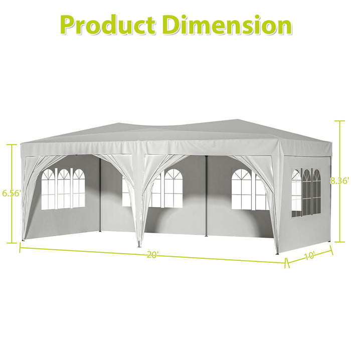 Ez Pop Up Canopy Outdoor Portable Party Folding Tent With 6 Removable Sidewalls / Carry Bag / 6 Pieces Weight Bag Beige White