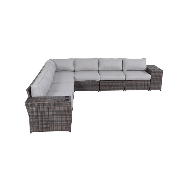 Modern Rattan Wicker Seating Group With Cushions