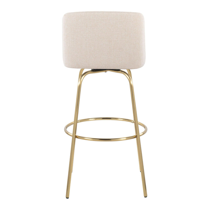 Toriano - Contemporary Fixed Height Barstool With Swivel And Round Footrest (Set of 2)