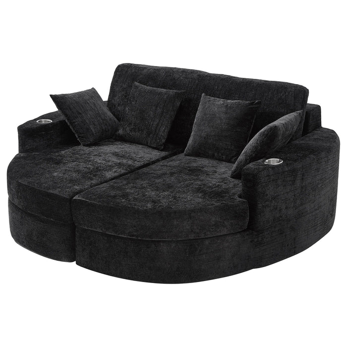 Boneless Design Upholstered Sofa Bed With Cup Holders