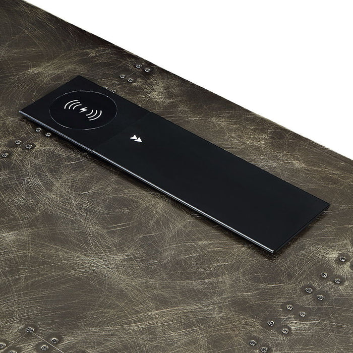 Brancaster - Executive Writing Desk With USB - Bronze Aluminum