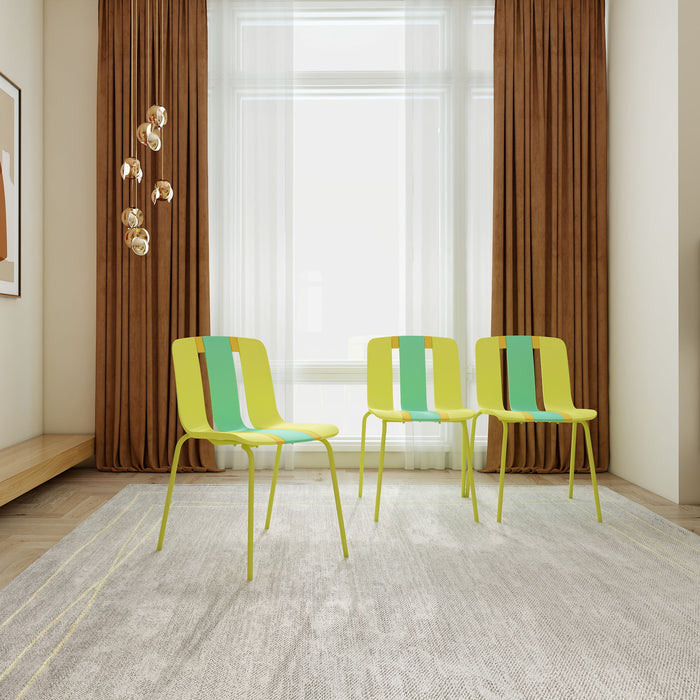 Modern Striped Blocking Single Chairs, Waterproof And Fade Resistant (Set of 4)