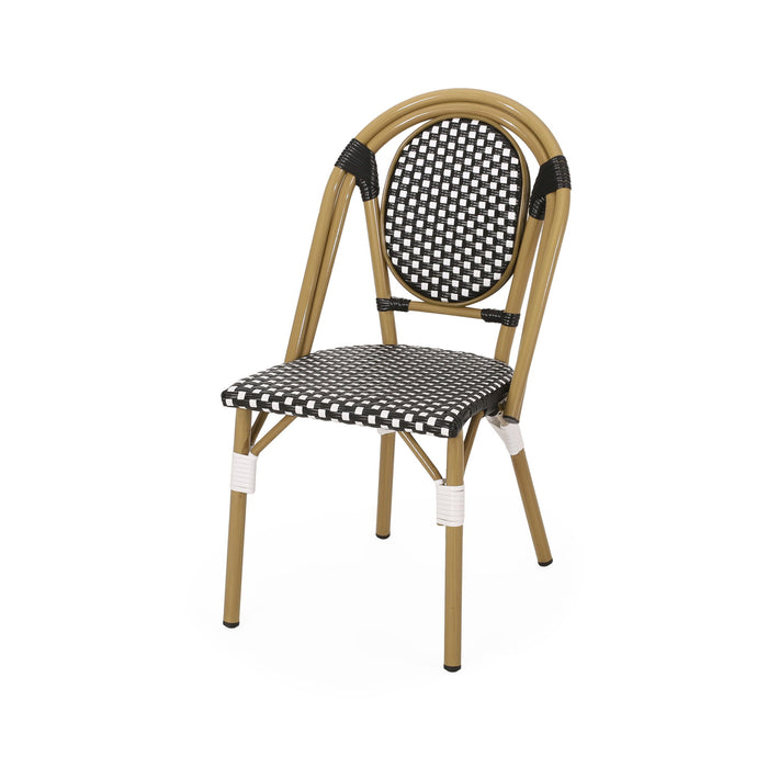 Outdoor Rattan And Aluminum French Bistro Chair Set