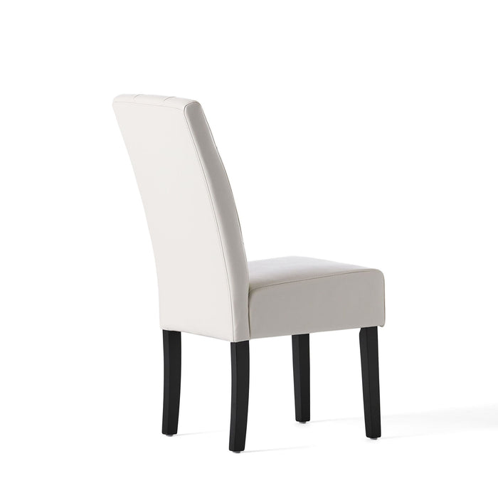 Carter - 5 Tuft Dining Chair With Button Tufted Backrest And Espresso Legs - Ivory