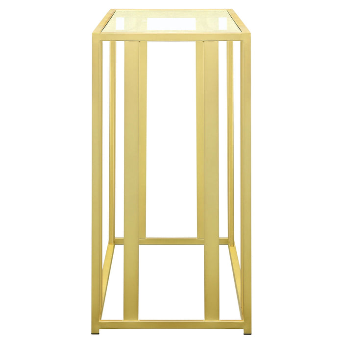 Adri Glass Top Entryway Console Table Matte Brass