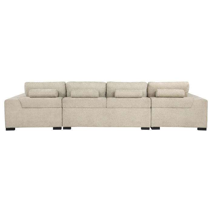 Cannella U-Shaped Double Chaise Upholstered Sectional Sofa Beige