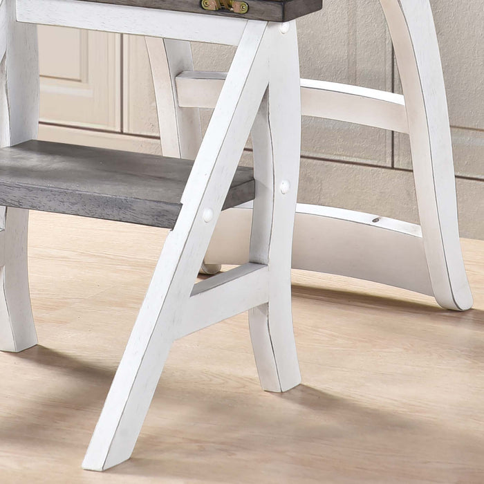 Solid Wood Foldable Ladderchair Dual Purpose Stepladders Step Display Stand Flower Stand Forhome, Library, Kitchen - Antique White / Sandstone