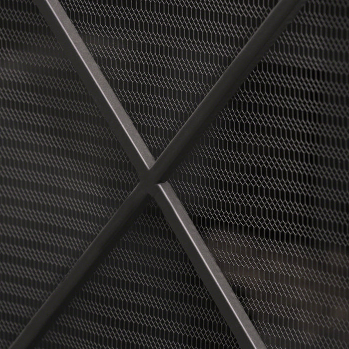 Minimalist Single Panel Iron Fireplace Screen With Diamond Design