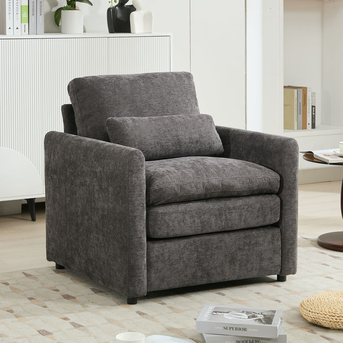 Cozy Upholstered Plush Cushion Armchair For Living Room