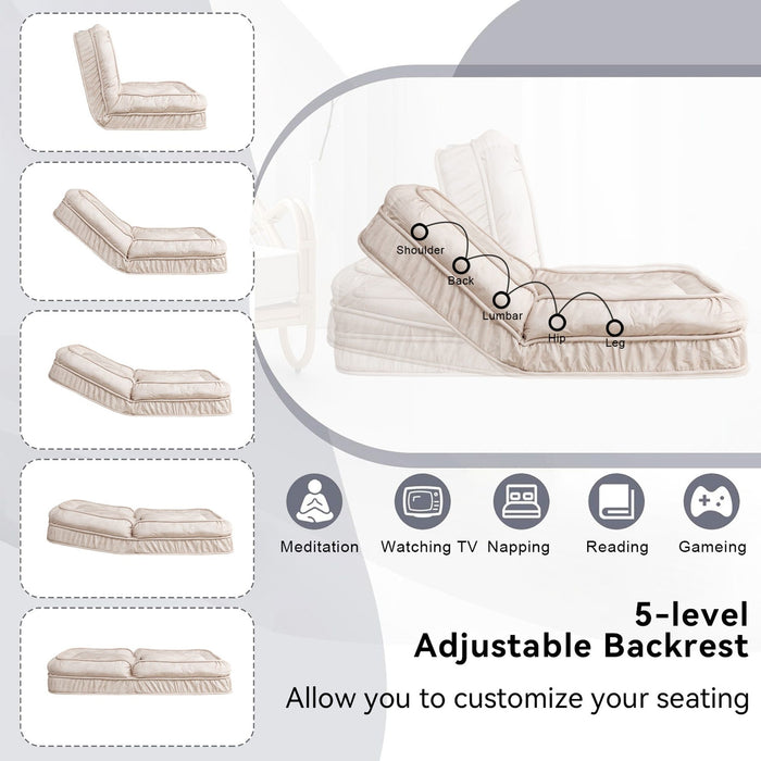 Upholstered Human Dog Bed And Pets, Bean Bag Floor Sofa With Massage Pillow, 5 Adjustable Positions & 2 Soft Pillows