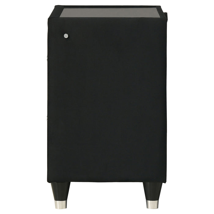Ravenne 2-drawer Velvet Upholstered LED Nightstand with USB Black