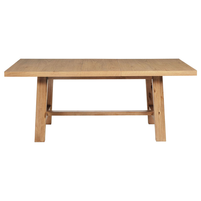 6 Piece Extension Leaf Dining Set With Expandable Table, Spindle Back Chairs And Bench - Natural