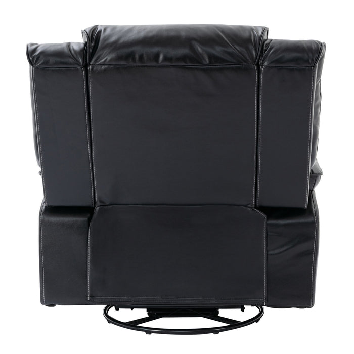 360° Swivel And Rocking Home Theater Recliner Manual Recliner Chair With A LED Light Strip For Living Room