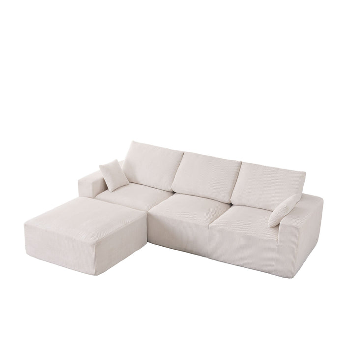 Modular Sectional Sofa With Ottoman, USB And Type C Charger, Petal Armrest Design