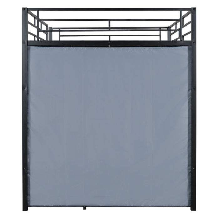 Loft Bed With Desk, Shelves, Power Outlet, LED Light And Wardrobe