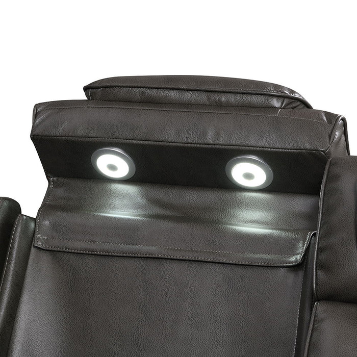 Taddeo - Power Motion Sofa With Power Headrest, USB, Wireless Charger, LED & Reading Light - Dark Gray