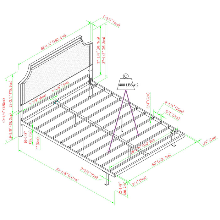 Daybreak - Queen Bed Frame Upholstered Metal - Gray