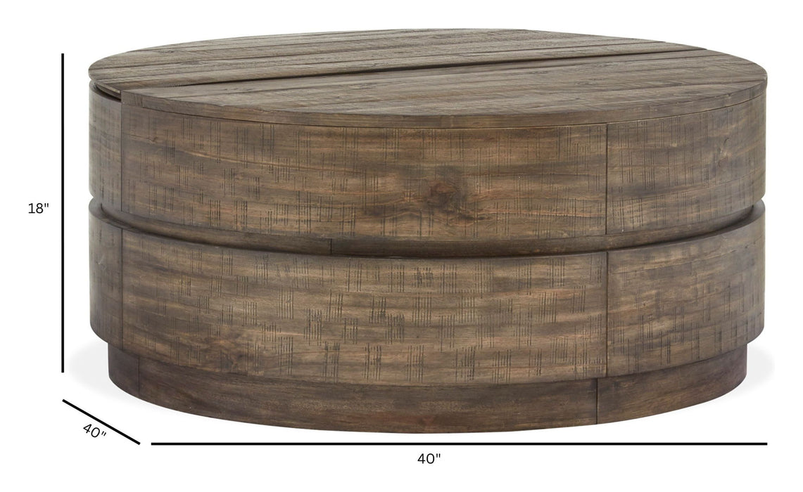 Baisden - Round Lift Top Cocktail Table With Casters - Tobacco