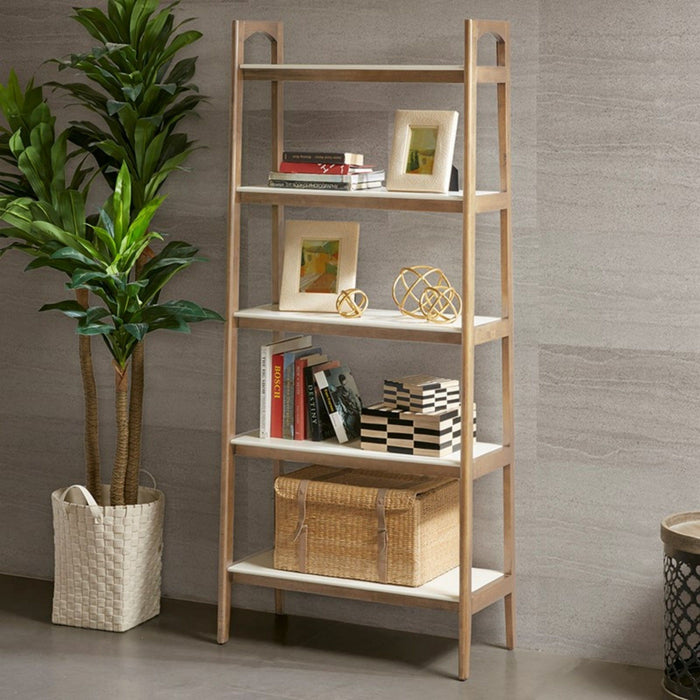 Parker - Bookcase With 5 Shelves - Off White / Natural