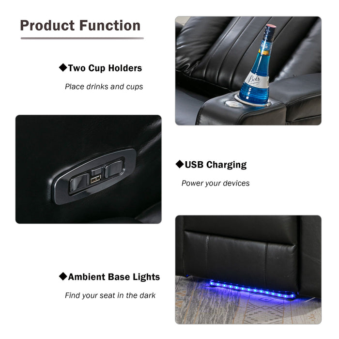 Premium Power Recliner & Storage Arms, Cupholders, Swivel Tray Table And Cell Phone Stand - Black