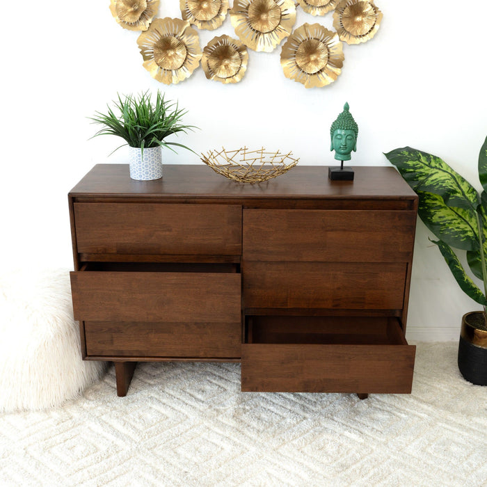 Dubrovnik - Mid-Century Modern Dresser With 6 Drawers - Brown