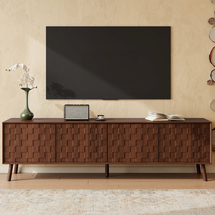 TV Stand With Soft Closing Hinges And Cable Management - Walnut