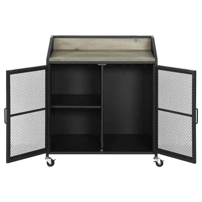 Arlette - 2 Door Mobile Home Bar Wine Cabinet With Smooth Rolling Casters - Black